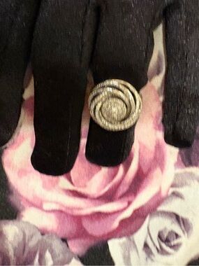Macy's 925 Silver Spiral Flower Ring with Pavé Diamonds.